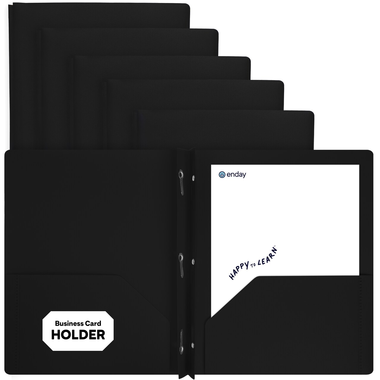 Plastic Folders with Pockets and Prongs, Assorted Colors Two Pocket Folder with Brads, 6 Pc –by Enday